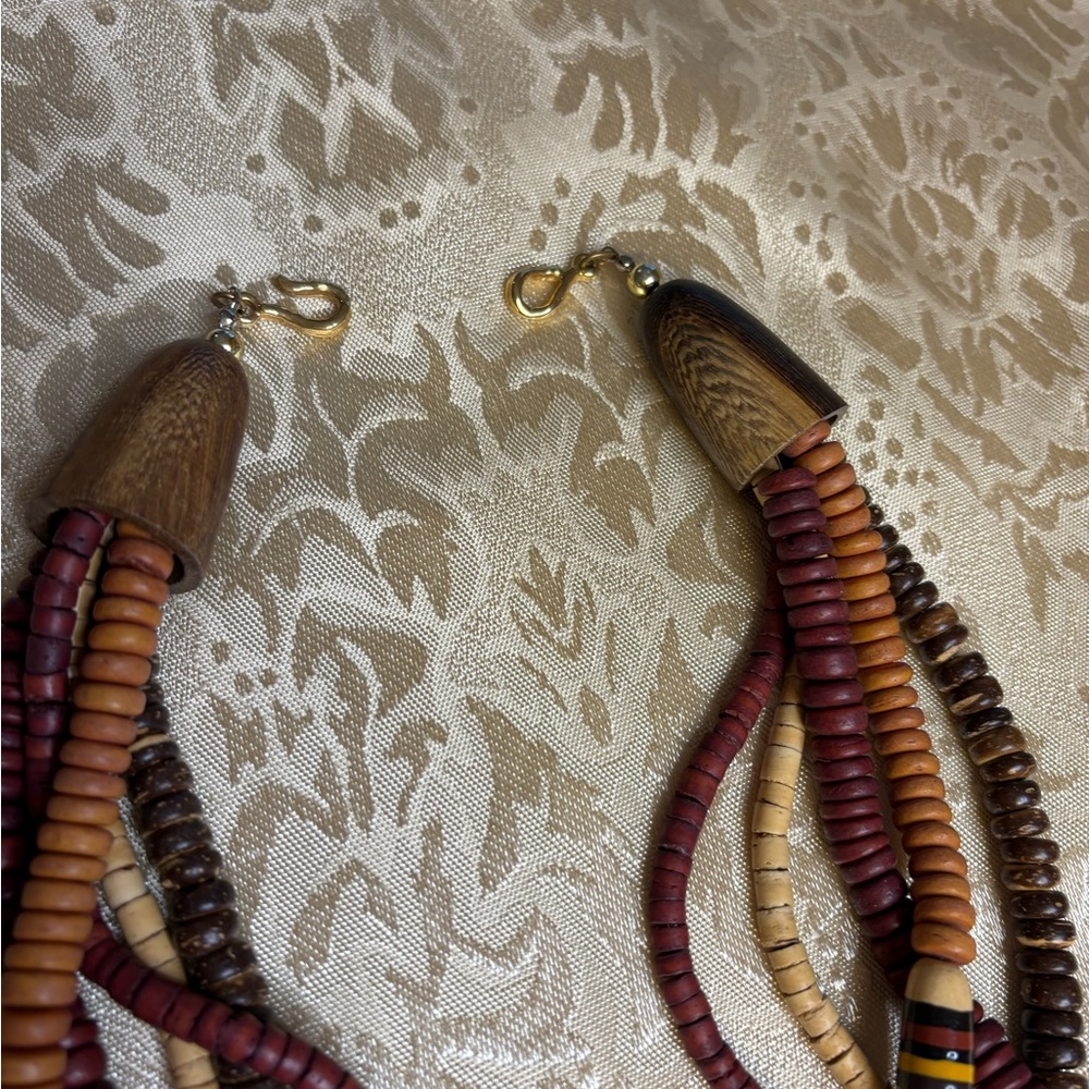 Vintage Wooden Beaded Choker Necklace 19” - Picture 6 of 8